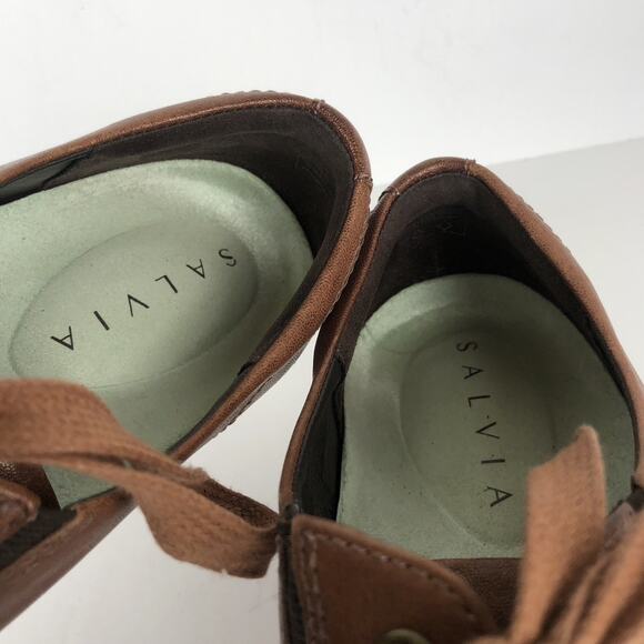 SALVIA Shoes Women's Sz 40 EU 9‎ US Brown Leather Lace Up Comfort Sneakers - Picture 9 of 12